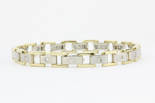 Men's 14K White & Yellow Gold Station Diamond Bracelet - Queen May