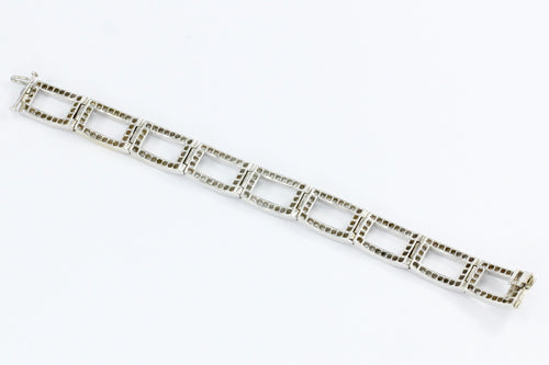 18K White Gold Diamond Rectangular Link Tennis Bracelet 8 CTW - Queen May