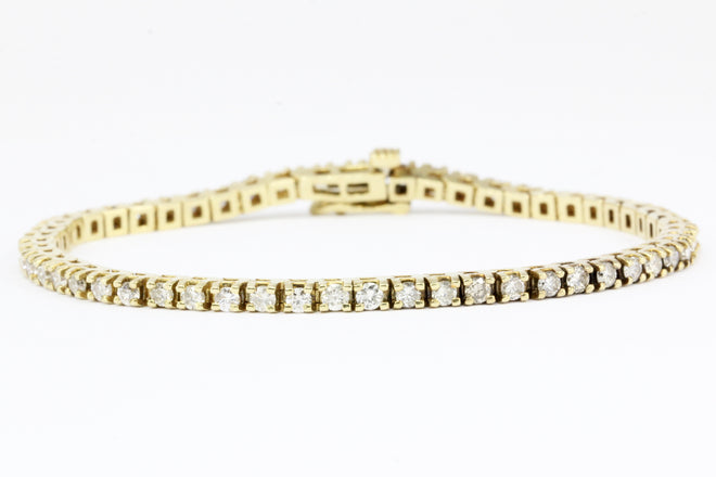 14K Yellow Gold 3 Carat Diamond Tennis Bracelet - Queen May