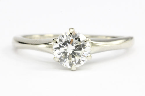 Vintage 14K White Gold .65 Carat Diamond Solitaire Engagement Ring - Queen May