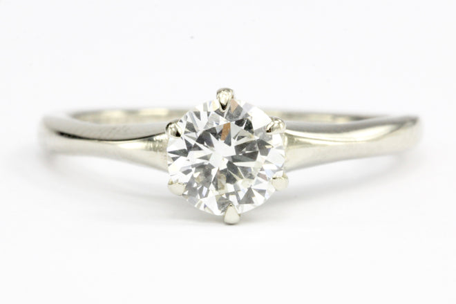 Vintage 14K White Gold .65 Carat Diamond Solitaire Engagement Ring - Queen May