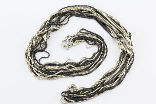 David Yurman 42" 8 Row Blackened Silver Curb Link Chain Necklace Sterling Silver - Queen May