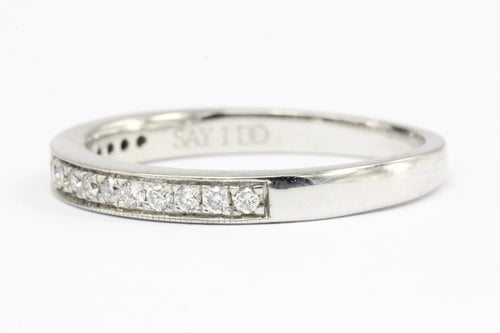 14K White Gold .20 CT Diamond Half Eternity Band Ring Size 7 - Queen May