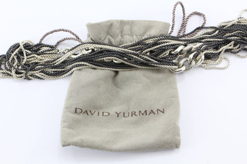 David Yurman 42" 8 Row Blackened Silver Curb Link Chain Necklace Sterling Silver - Queen May