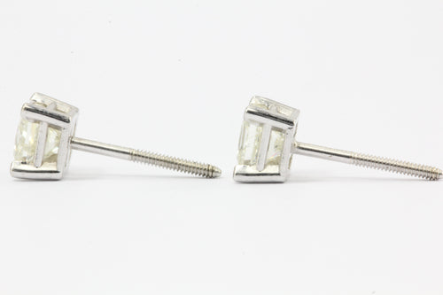 14K White Gold Princess Cut Diamond Earring Studs .80 CTTW - Queen May