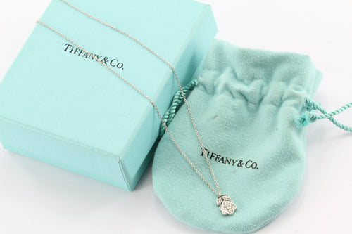 Tiffany & Co Platinum & Diamond Flower Blossom Pendant Necklace .26 CTW - Queen May