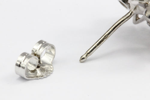 14K White Gold 1.5 CTW Diamond Flower Cluster Earrings - Queen May