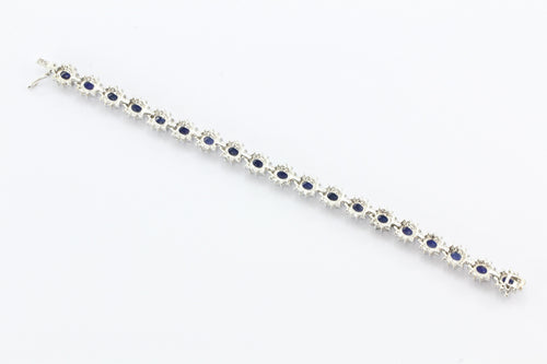 18K White Gold 9.12 Carat Sapphire & 3.45 Carat Diamond Tennis Bracelet - Queen May