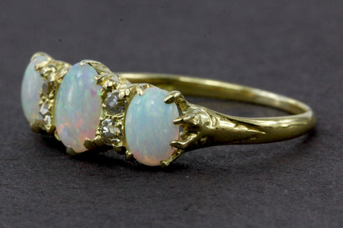 Victorian 18k Yellow Gold Opal And Diamond Ring - Queen May