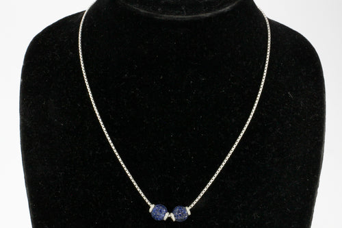 14K White Gold Natural Sapphire & Diamond Bead Necklace - Queen May
