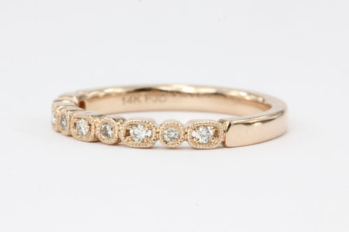 14K Rose Gold Diamond Half Eternity Band - Queen May