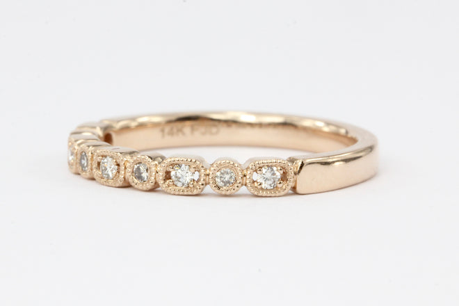 14K Rose Gold Diamond Half Eternity Band - Queen May