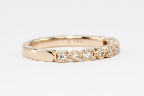 14K Rose Gold Diamond Half Eternity Band - Queen May