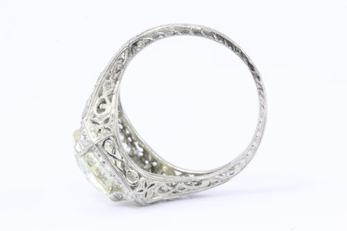 Art Deco Platinum 2.86 Carat Old European Diamond Engagement Ring - Queen May