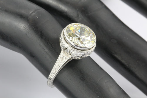 Circa 1915 Edwardian Platinum 3.57 Carat Old European Diamond Engagement Ring c.1915 - Queen May