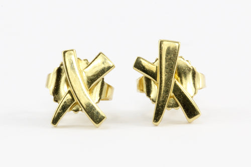 Tiffany & Co Paloma Picasso 18K Yellow Gold Kiss "X" Earrings - Queen May