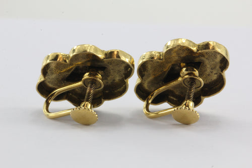 Vintage 14k Gold & Opal Victorian Revival Screw Back Earrings - Queen May