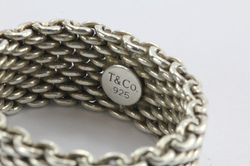 Tiffany & Co Sterling Silver Somerset Mesh Ring Size 10.5 - Queen May
