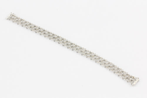 18k White gold 2 CTW Diamond Woven Bracelet - Queen May