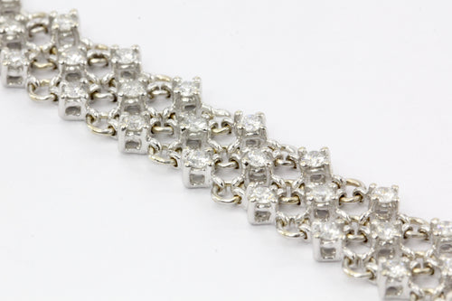 18k White gold 2 CTW Diamond Woven Bracelet - Queen May