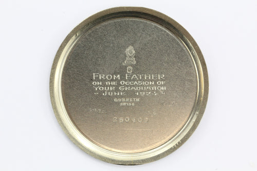 Art Deco 18K White Gold Black Enamel Ultra Thin Gubelin Pocket Watch c.1924 - Queen May