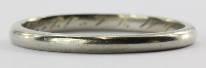 Antique 1926 18K White Gold Plain Wedding Band Ring Size 6 by Charles Levy of NY - Queen May