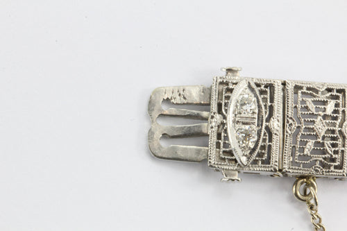 Antique Art Deco 14K White Gold Diamond & Sapphire Tennis Bracelet - Queen May