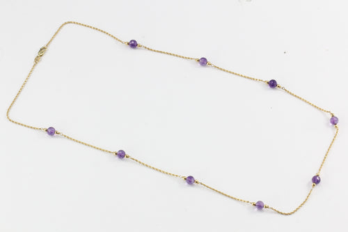 14K Yellow Gold Amethyst Bead Necklace - Queen May