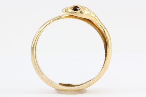 18K Yellow Gold Garnet Eyed Snake NUVOLA ORO Band Ring Size 10.25 - Queen May