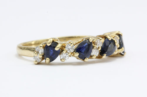 14K Gold Blue Sapphire & Diamond Ring Size 6.25 - Queen May