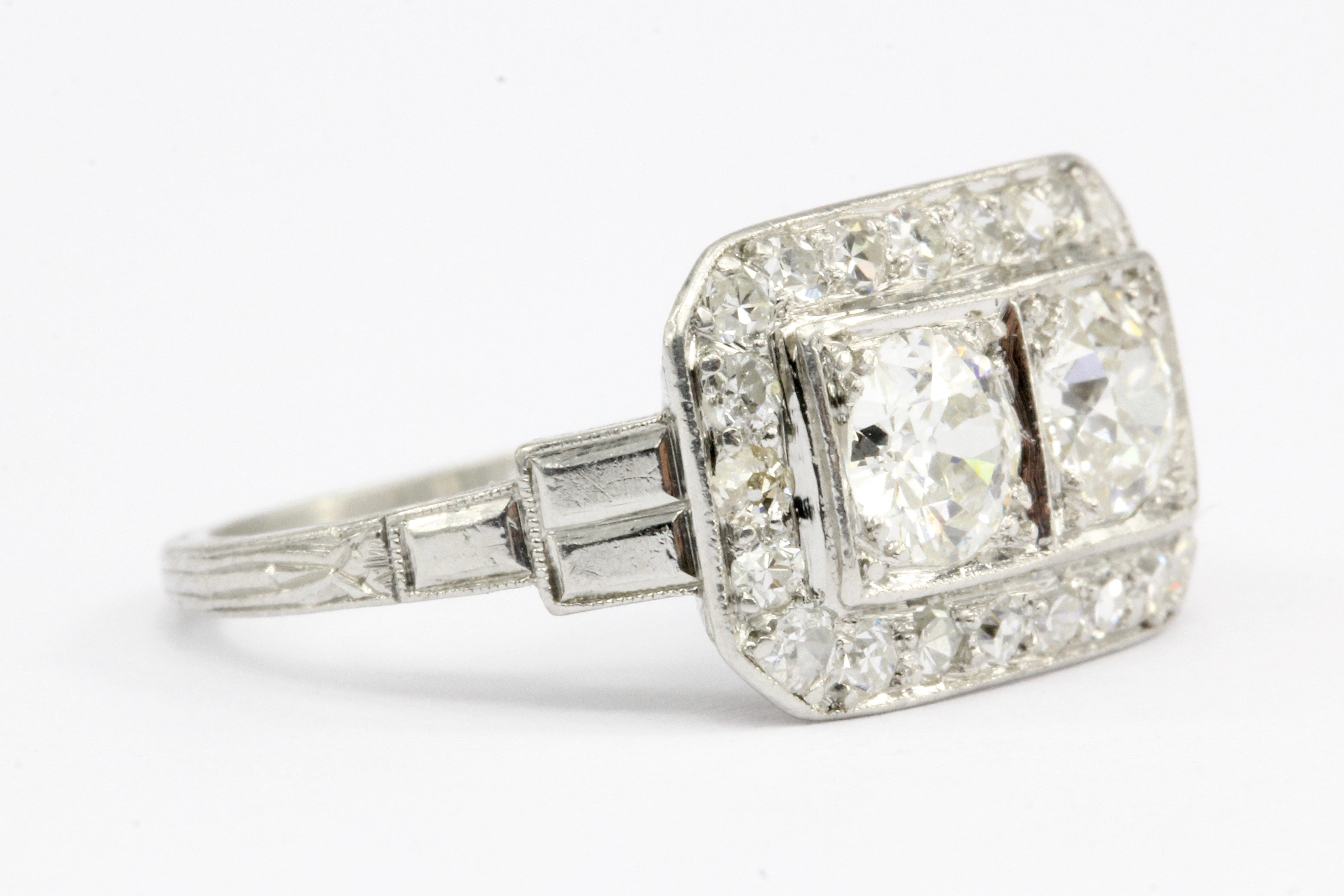 Art Deco Platinum Double Diamond Toi et Moi Ring Size 5.75 – QUEEN MAY