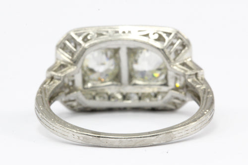 Art Deco Platinum Double Diamond Toi et Moi Ring Size 5.75 - Queen May