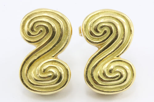 Tiffany & Co 18K Yellow Gold Swirl Earrings - Queen May