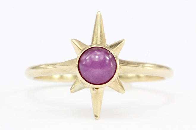 14K Yellow Gold Pink Star Sapphire Ring Size 7 - Queen May