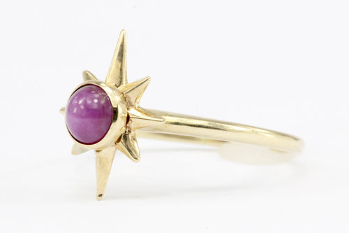 14K Yellow Gold Pink Star Sapphire Ring Size 7 - Queen May