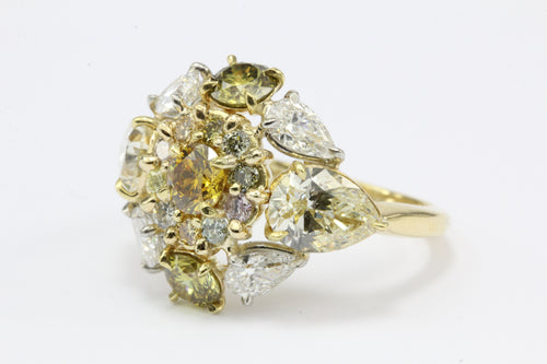 Fancy Yellow & White Diamond 18K Gold & Platinum 5CTW Ring - Queen May