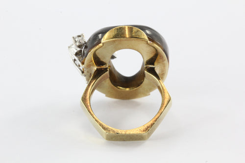 18k Gold Diamond and Tigers Eye Subtle Snake Cocktail Ring - Queen May