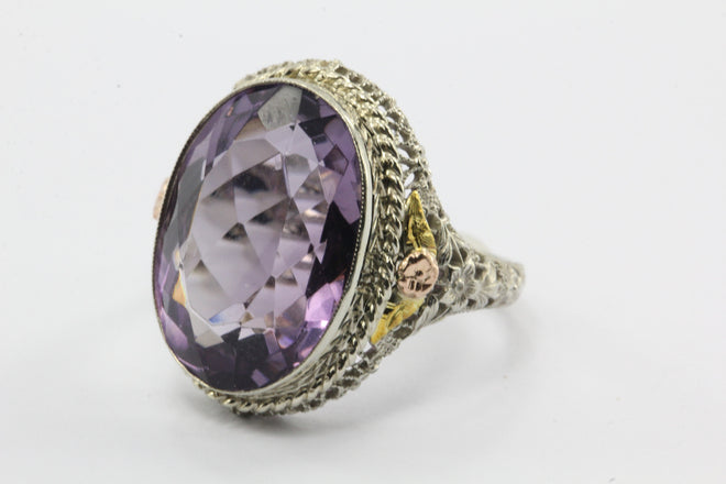 14k Gold and Amethyst Victorian Revival Ring - Queen May