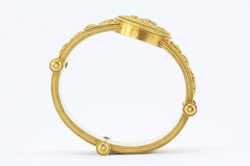 Victorian 22k Gold Etruscan Revival Grape Bangle Bracelet c.1870 - Queen May