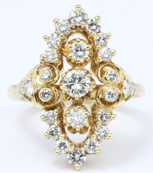 Victorian Revival 14K Gold Diamond Ring - Queen May