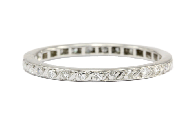 Vintage Single Cut Diamond Eternity Platinum Band Size 8.5 - Queen May