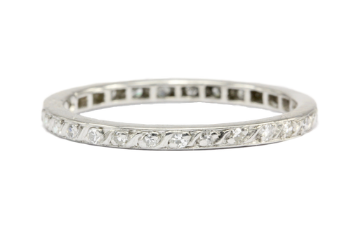 Vintage Single Cut Diamond Eternity Platinum Band Size 8.5 - Queen May