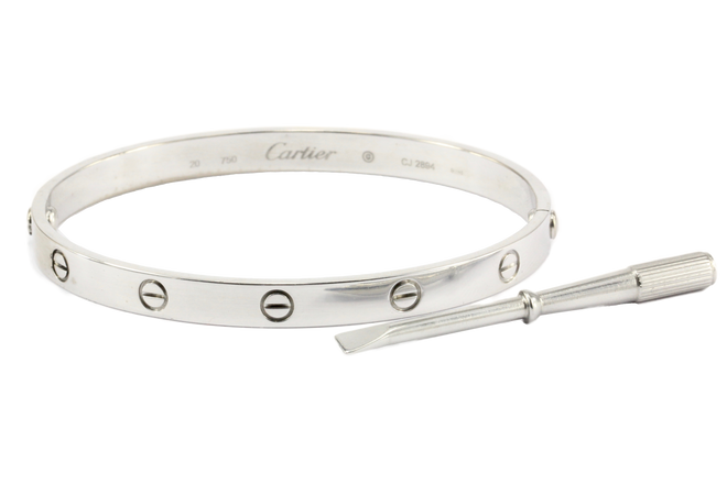 18K White Gold Cartier Love Bracelet Bangle - Queen May