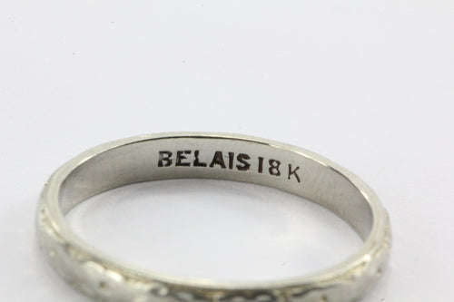 Antique 18k White Gold Belais Wedding Band Size 5.5 - Queen May
