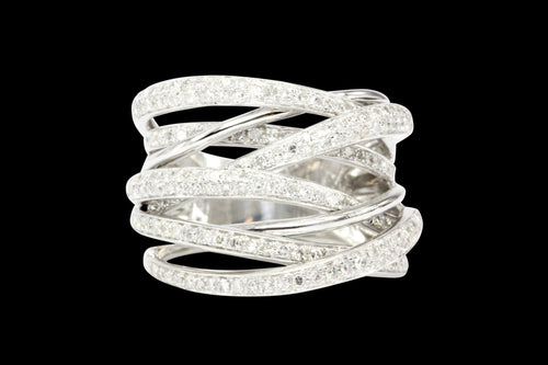 14K White Gold Crossover 1 CTW Diamond Ring - Queen May