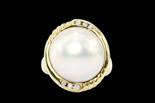 14K Yellow Gold 15.8mm Mabe Pearl with .10 CTW Diamond Ring - Queen May
