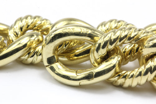 David Yurman 18K Yellow Gold Small Curb Chain Bracelet 7.5" - Queen May