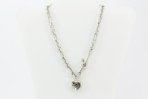 David Yurman Sterling Silver and 18K Yellow Gold Two Tone Cable Heart Figaro Necklace - Queen May