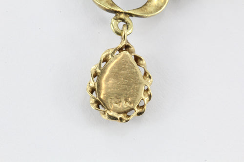 14k Art Nouveau Opal, Seed Pearl and Enamel Pendant / Brooch - Queen May