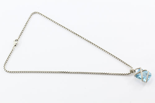 David Yurman Cable Wrap Blue Topaz & Diamond Pendant & Necklace - Queen May